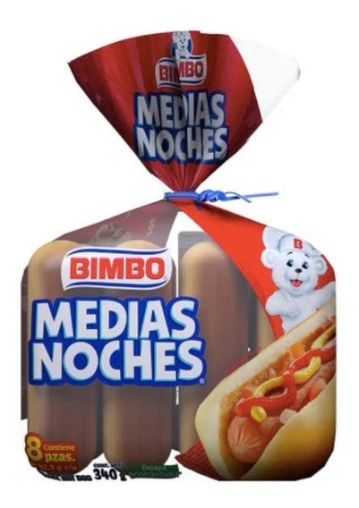 Pan Para Hot Dog Bimbo Medias Noches 8 Piezas 3bolsas D | MercadoLibre