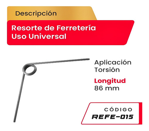 Resorte De Ferreteria Uso Universal De 86mm Refe-015 Codire