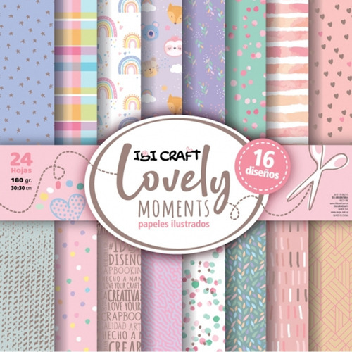 Papel Scrapbooking X24 Lovely Moments 30x30cm 180g Ibicraft