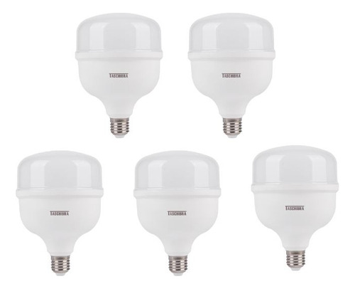 Kit 5 Lâmpadas Led Bulbo 50w E27 Branco Frio Taschibra Cor da luz Branco-frio 100V - 240V