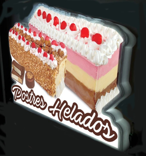 Cartel Corpóreo Postres Helados Polifan Iluminación Led