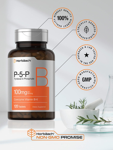 Suplemento Horbäach P-5-p De Vitamina B6 Activada, 100 Mg, 1