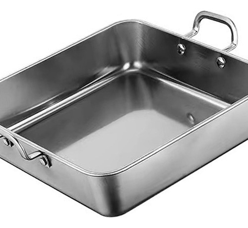 Fuente De Servicio De Acero Inoxidable De 21x21cm Plata