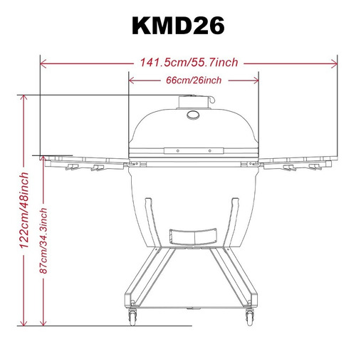 Imagen 6 de 8 de Kamado 26 Parrilla Grill Ahuma 66cm Cerámico 10/12 Personas