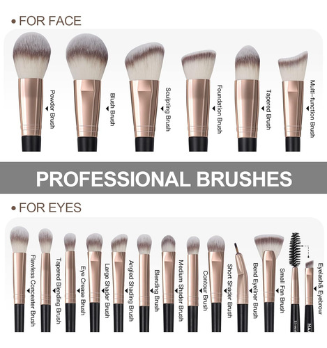 Brochas De Maquillaje, 18 Piezas De Brochas De Maquillaje...