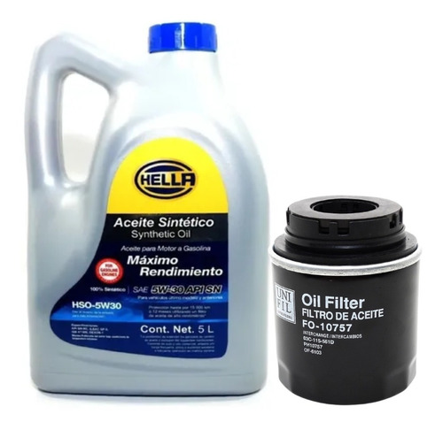 Aceite Motor 5w30 Sintetico 5lts Con Filtro Aceite Vento 1.6