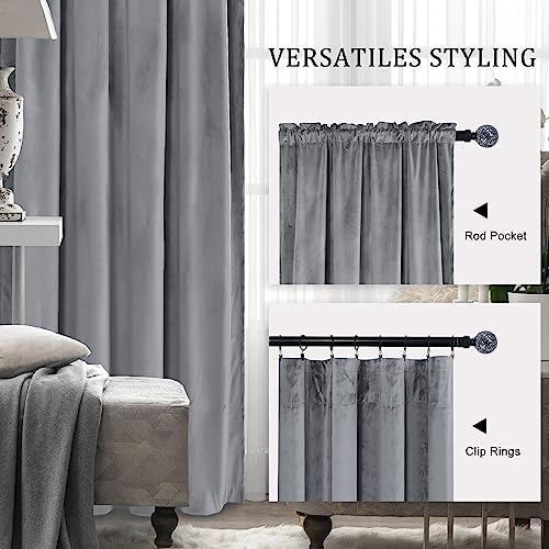 Cortinas De Terciopelo Gris Hiasan De 96 Pulgadas - Cortinas