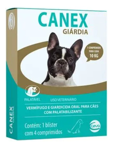 Vermifugo Canex Premium Giardia Caes 10kg 4 Comprimidos Ceva