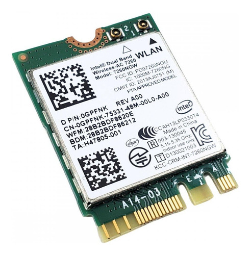 Placa Wifi 7260ngw Wireless Bt 4.0 Dual Band 0gpfnk Dell