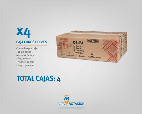 Imagen 3 de 10 de Cucurucho A R Cono Doble Para Helado 4 Cajas