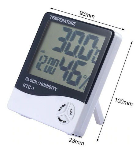Termohigrometro Digital Higrometro Termometro Reloj Alarma
