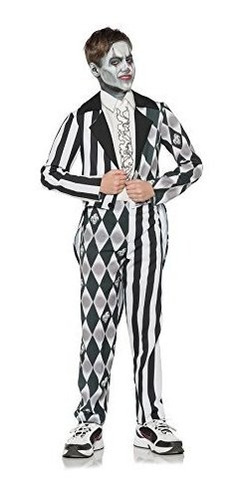 Niña - Kid's Creepy Clown Horror Tuxedo Kit De Disfraz Aterr