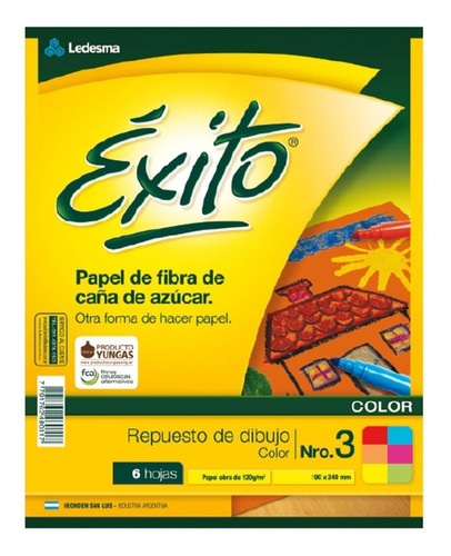 Repuesto Dibujo N3 Exito Color 6 Hojas Pack X10 Rayuela