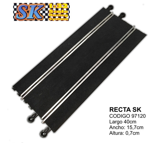 Recta Para Pistas Tipo Scalextric 1/32 Marca Sk 97120