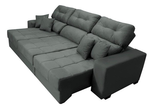 Sofá Retrátil E Reclinável Diamond 2,72m Tecido Suede Cinza Desenho do tecido Liso