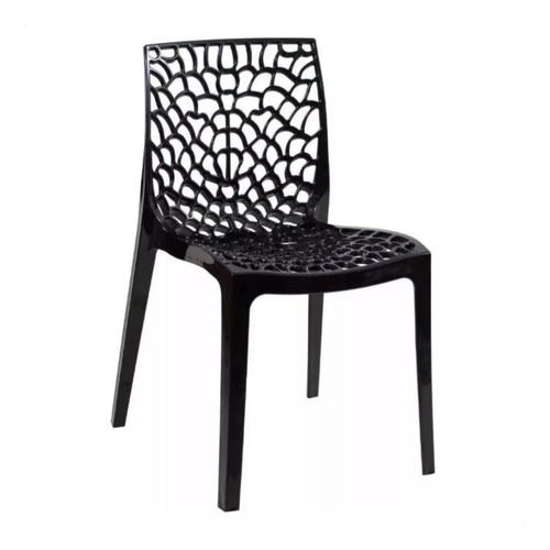 Kit 8 Cadeiras De Jantar Gruvyer Design Moderno Empilhavel Estrutura da cadeira Preto