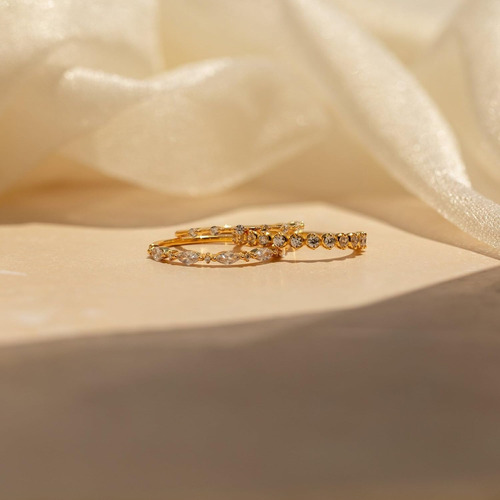 3 Anillos De Oro Apilables Para Mujer, Anillo Chapado En Oro