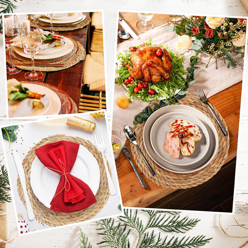 4pzs manteles redondos individuales para mesa elegantes mantel de mesa para comedor Tejido A Mano 35*35 cm