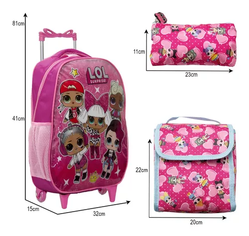 Kit Mochila Escolar Infantil Lol Bffs 4 Eva Com Rodinhas