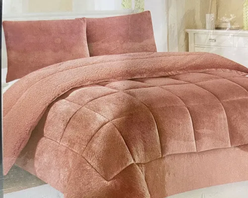 Acolchados Con Corderito Dos Plazas Fundas De Regalo Rosa Viejo Liso