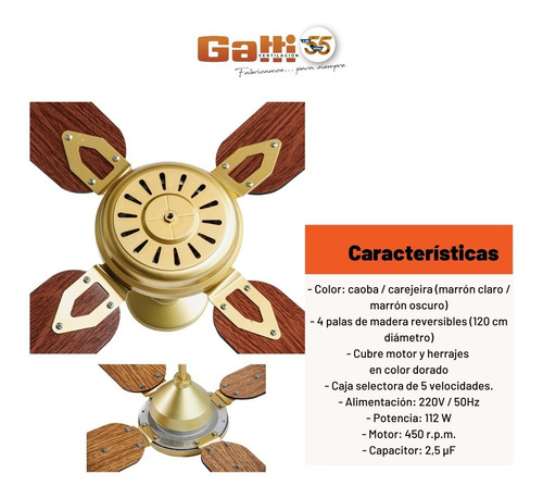 Imagen 7 de 10 de Pack X2 Ventilador De Madera Nacional C/ Rodamientos Gatti Ventilación