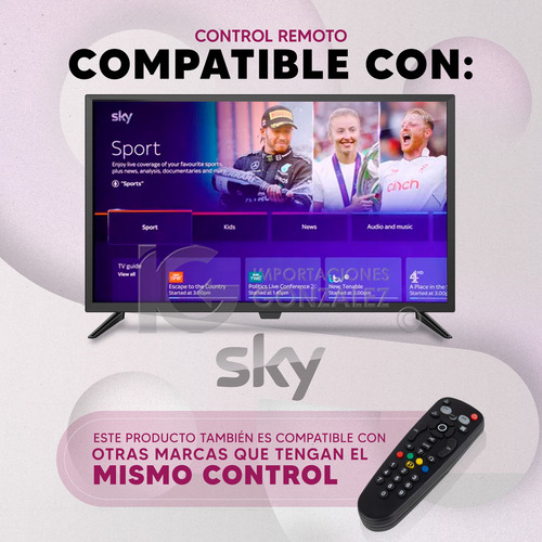 Control Remoto Compatible Con Sky Tv Genérico Hme-3sk Incluye 4 Pilas Divitech® AA