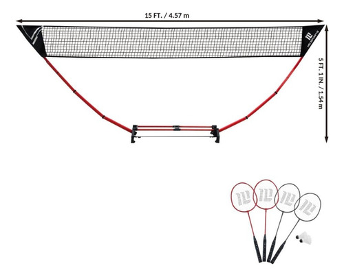 Set De Bádminton Md Sports Con 4 Raquetas 2 Gallitos