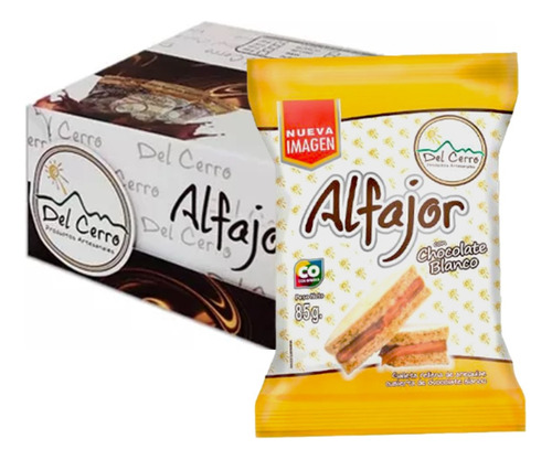 Alfajor Del Cerro 60gr Blanco Display X 16 Unidades