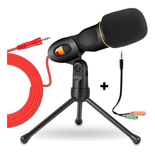 Micrófono Condensador Con Tripie Antipop Y Divisor De Audio