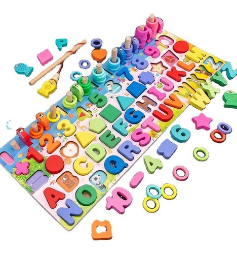 Tablero Juego Educativo Montessori Letras Números Figuras