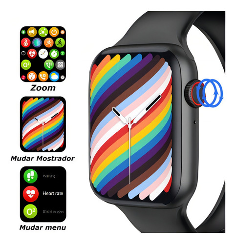 Relógio Smartwatch Hw18 40mm Pulseiraextra Faz Ligação Preto