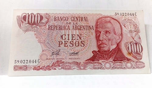 Billete De 100 Pesos - Sin Circular - Serie 59.022.044 C (Usado)