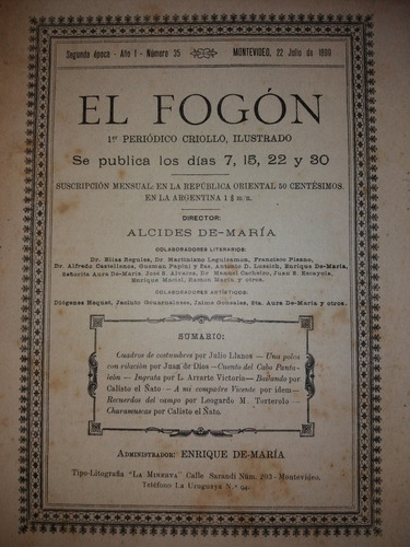 Revista 1899 Homenaje A Juan Escayola Carta Criolla Durazno