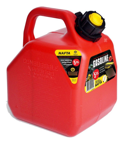 Bidón Combustible 5 L Rojo Pico Vertedor Homologado