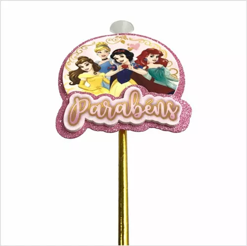 Topo de Bolo Princesas Disney Parabéns