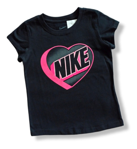 Franela Nike Negra Corazón Fucsia Para Niñas 