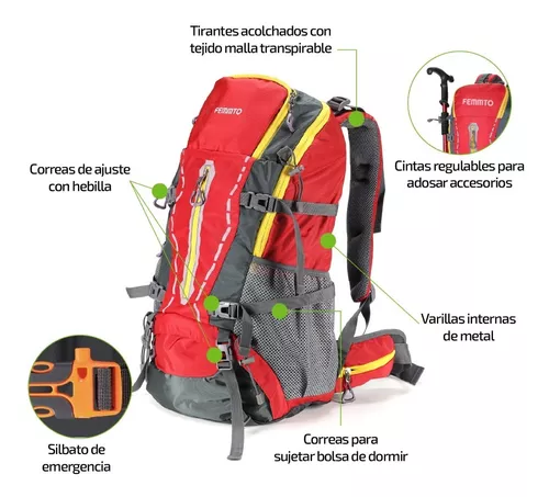 Mochila Tactica 45 Litros Camping Viaje Mujer Hombre Femmto