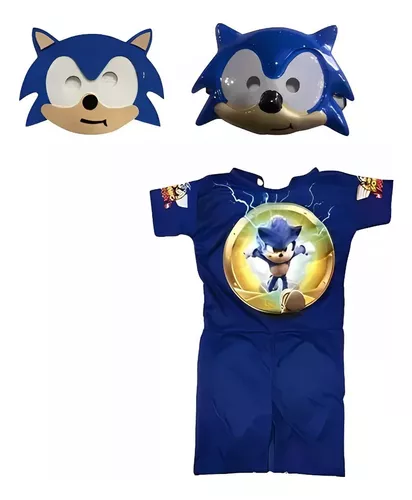 Fantasia Infantil Roupa Sonic 2 Máscaras Envio Já