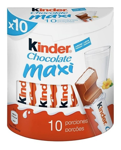 Kinder Maxi Chocolate Con Relleno De Leche 10pz 210gr