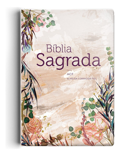 Bíblia ACF Semi Luxo Flor Marmorizada, de Almeida Corrigida Fiel. Geo-Gráfica e Editora Ltda, capa dura em português, 2021