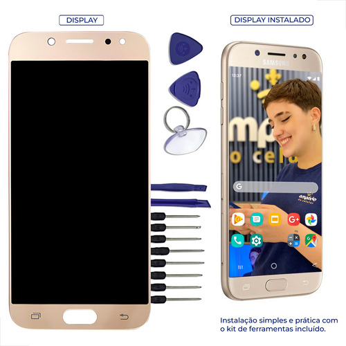 Tela Frontal Display Compatível J7 Pro J730 Premium Cor Dourado