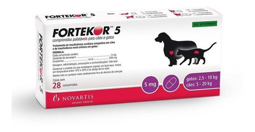 Fortekor 5 - Tratamento Novartis Cães E Gatos 28 Comprimidos
