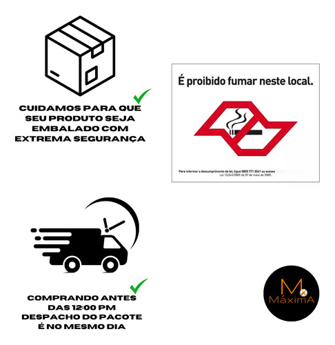 Plaquinhas De Sinalização Proibido Fumar Lei 13.541/2009