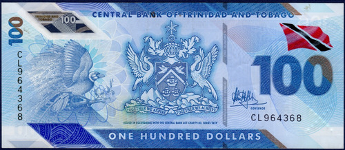 100 Dólares 2019 Billete D Trinidad Y Tobago Ave Del Paraíso