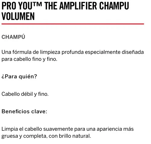 Revlon Pro You The Amplifier Efecto Volumen Para Cabello Delgado Y Fino Shampoo 350ml