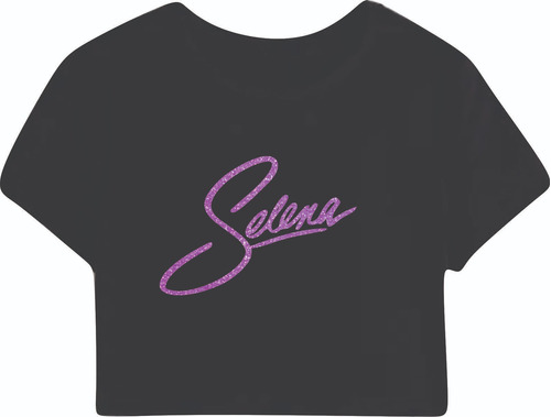 Crop Top Selena Quintanilla Estampado Glitter