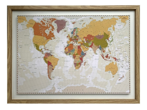 Mapa Del Mundo Con Pins Enmarcado