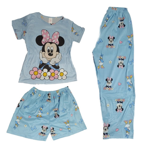 Pijama Set 3piezas Kitty Kuromi Mickey Snoopy Winnie Holgada