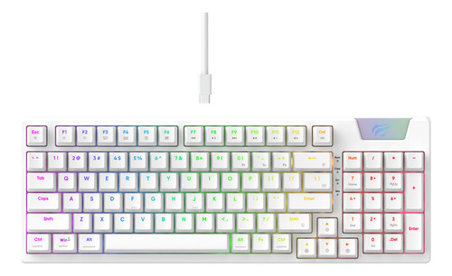 Teclado Mecânico Gamer Havit Kb885l Full Size Rgb - Branco Idioma Português Brasil