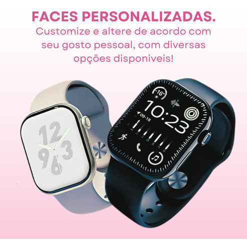 Smartwatch I8 Pro 2025 Max 1.8" Saúde Fit Pulseira Silicone cor Rosa